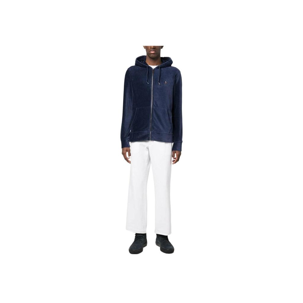 Polo Ralph Lauren Ss23 Solid Color Logo Embroidered Zip-Up Hoodie Men hoodies Navy-Blue 710877154-005