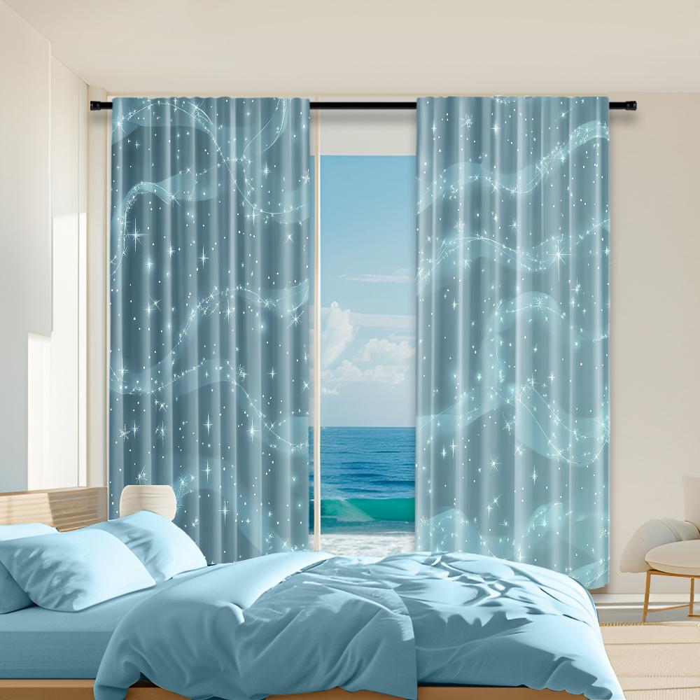 

2 pcs, versatile polyester transparent curtains for home decoration Blue for use in bedrooms and living rooms 29x65in(75x166cm)