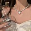 Elegant Faux Pearls Necklace Elegant  Lovely Heart Pendant Neckchain