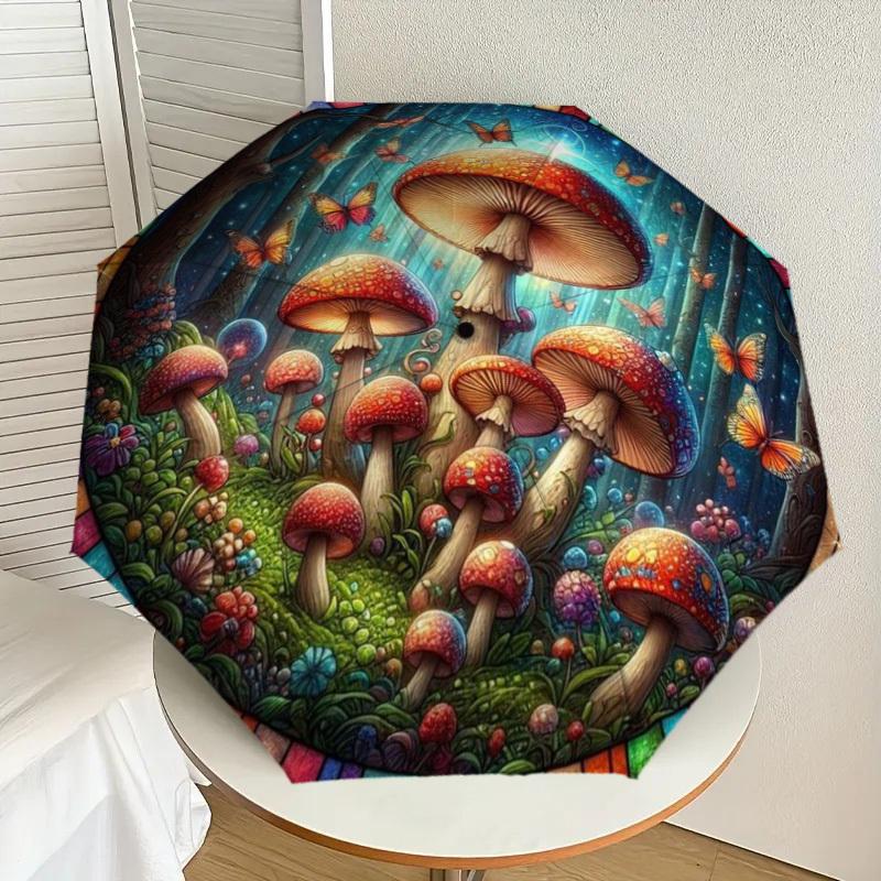 

1pc Mushroom Fantasy Automatic Folding Umbrella - Compact 8-Rib Design,Perfect Gift for Friends & Family y250926029