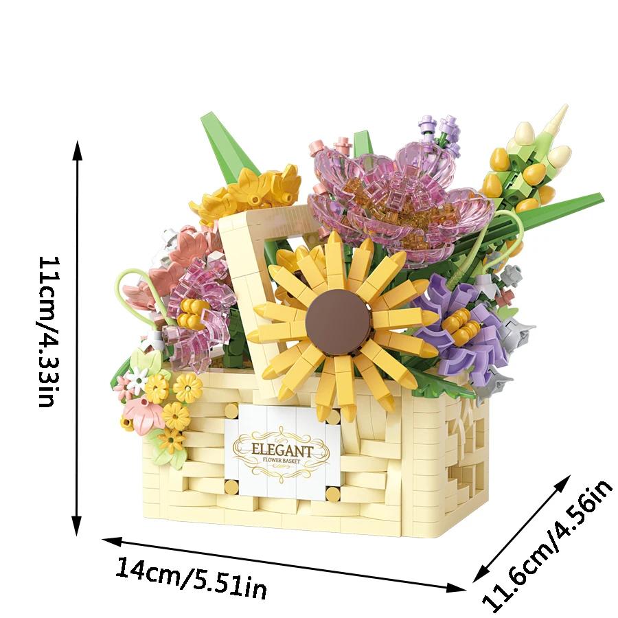 1263pcs Building Blocks DIY Plant Bonsai, Creative Flower Basket Model Set for Adult and Children's  Ideal Holiday Gifts
