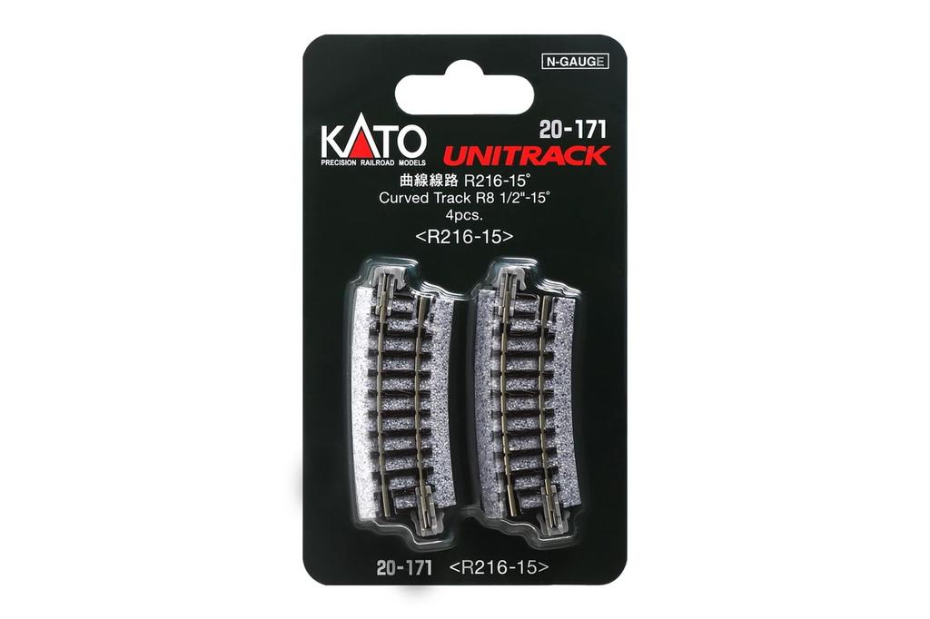 KATO N gauge curved track R216-15° 4 pieces 20-171 Railway model supplies