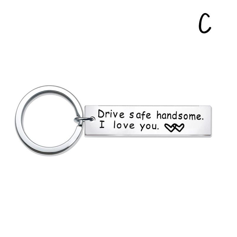 Drive Safe Stainless Steel Keychain: 26 Letters for Car Keys & Husband Jewelry