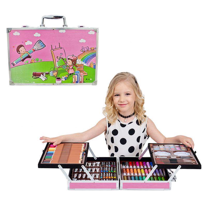 145 Parça Çocuk Sanat Seti: Çizim ve Boyama İçin Fırçalar, Guaj Boyalar, Suluboyalar, Pastel Boyalar ve Daha Fazlası