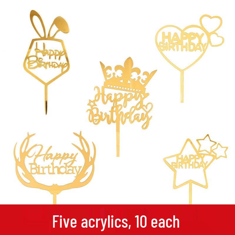 50-Pack Acrylic 'Happy Birthday' Cake Toppers - Popular Party Decorations with Free Shipping