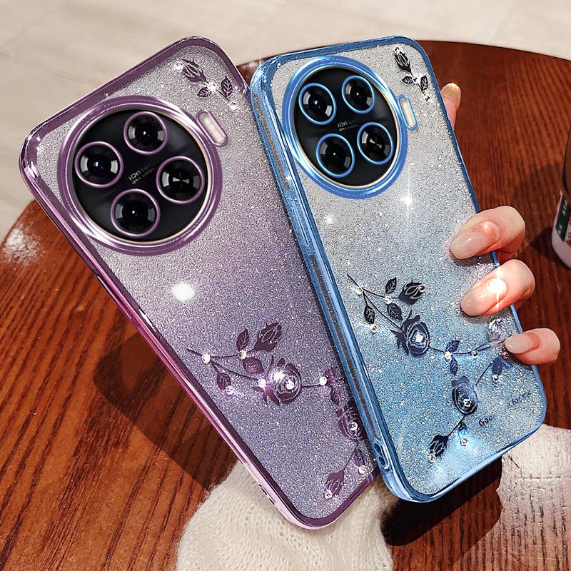 KADEM Für TECNO Spark 20 Pro+ Hülle TPU Handyhülle Glitzer Blume Ästhetik