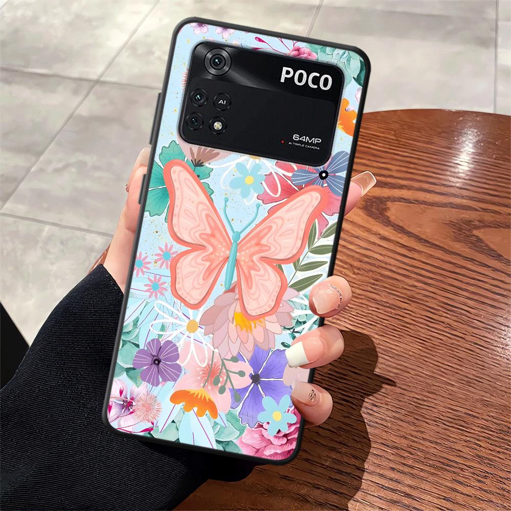 Funda Phone Cover Case for Xiaomi Poco F8 C50 M5 X3 X4 X5 X7 Pro F3 F1 C75 M3 M4 M7 C61 C71 Cartoon Butterfly Flower