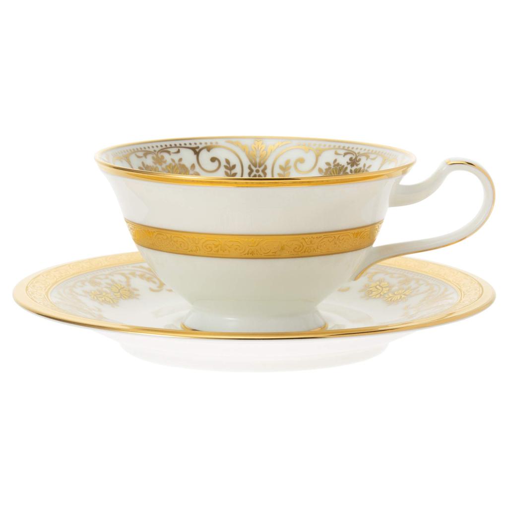Noritake Georgian Palace Bone China Cup and Saucer (for Both Coffee and Tea), 220cc, T59587/4858