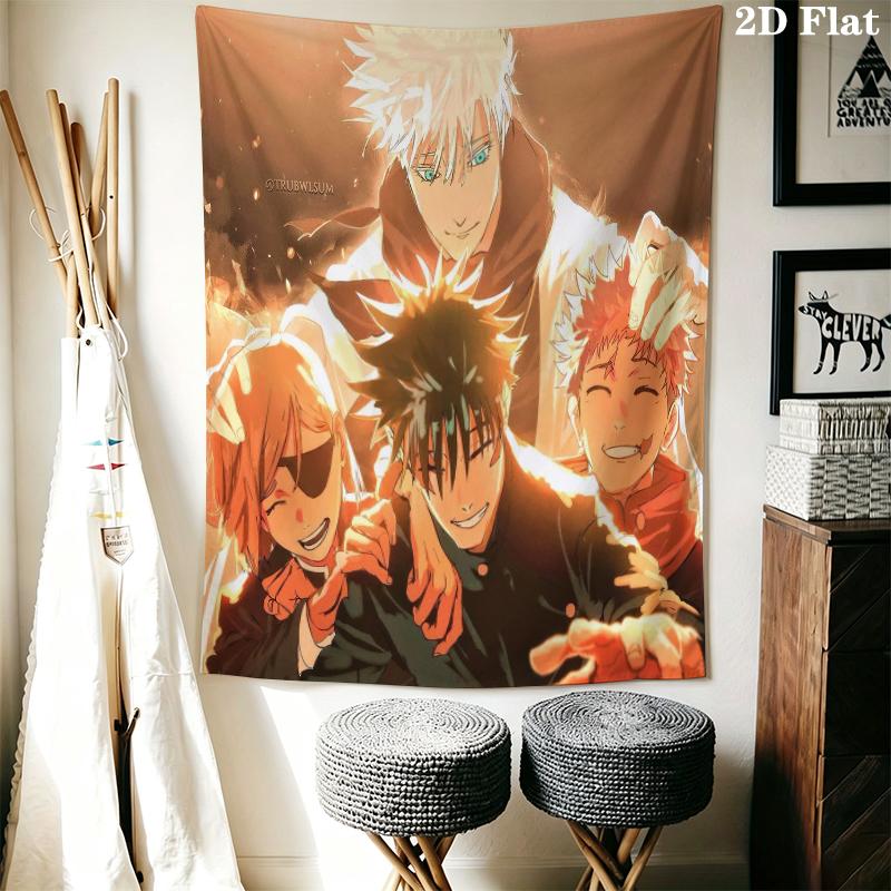 Jujutsu Kaisen Wall Tapestry Aesthetic Wall Hanging Printed Fabric Blanket Decorative Tapestries for Bedroom Living Room Home Decor