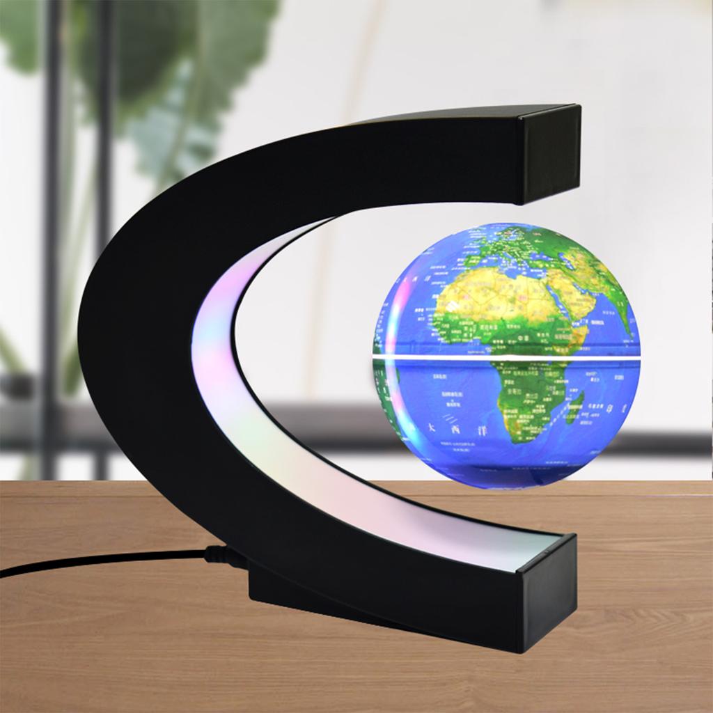 Schwebender Globus mit LED-Licht, 3 Zoll magnetische Levitation, rotierende Weltkarte mit mehrfarbigem Licht