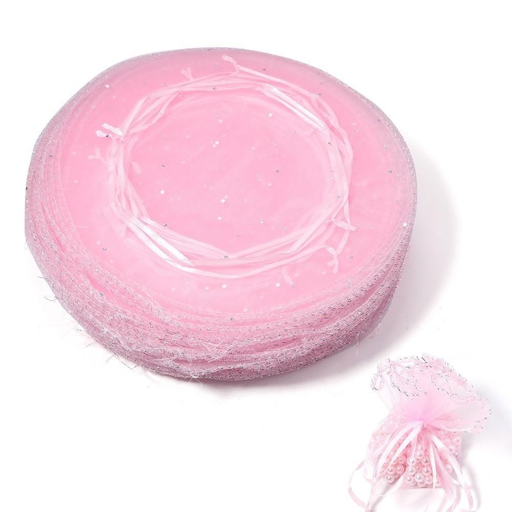 10Pcs Mesh Organza Drawstring Bag Tulle Fabric 26CM Gift Bags Round Shape Round Organza Bag