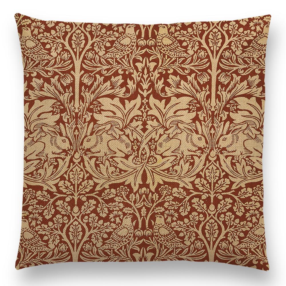 William Morris Thief Roter Kissenbezug, Leinen, Luxus-Überwurfkissen, Heimdekoration für Sofa, Wohnzimmer, Kissenbezug, 40 cm/45 cm/50 cm/60 cm