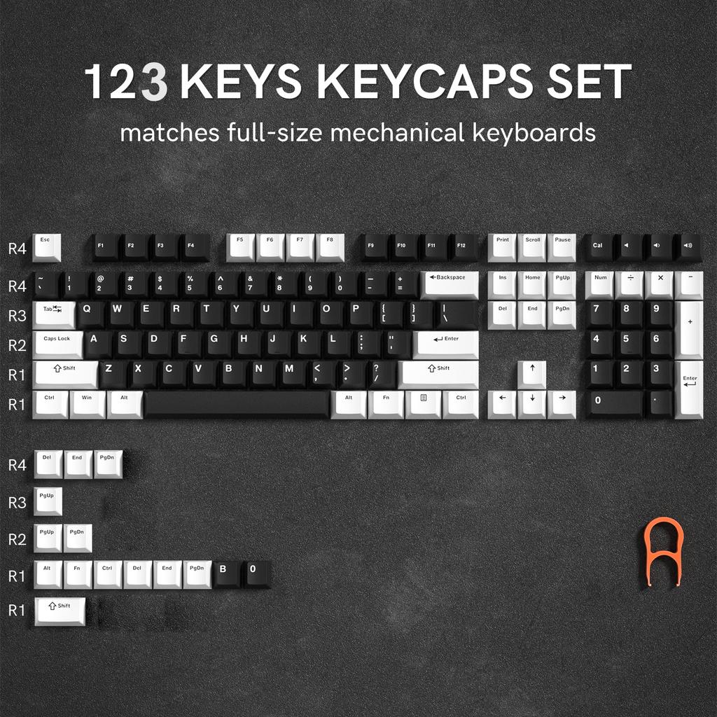 Xiaomi Womier 122 Keys Retro Black PBT Keycap Double Shot Cherry Profile Key Caps for Cherry MX Switches Mechanical Gamer Keyboard