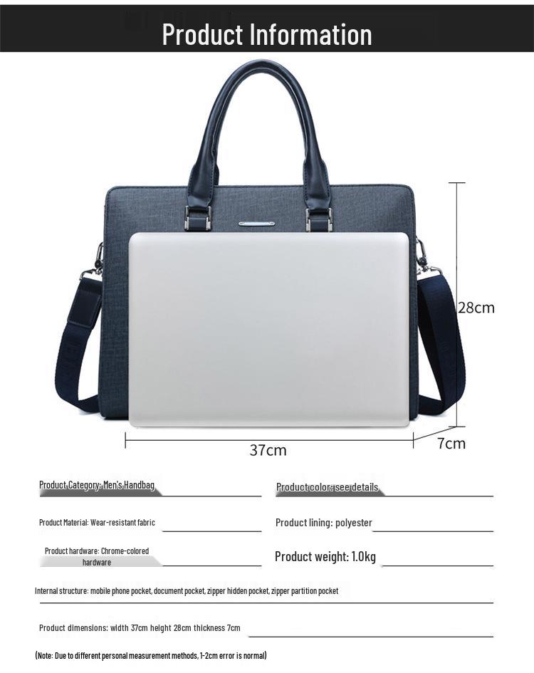 Men's PVC Horizontal Business Casual Briefcase - Large Capacity Laptop & Document Bag