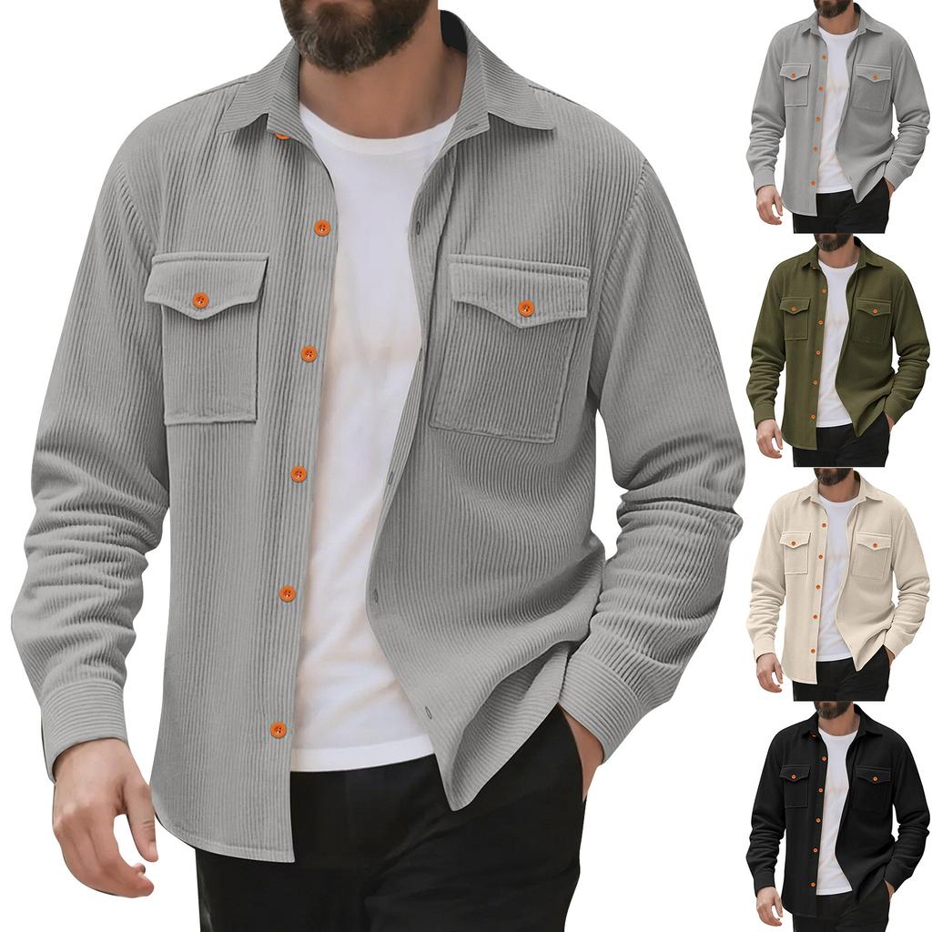 Men's Stand Collar Button Cardigan Long Sleeve Jacket Casual Fashion Solid Color Men's Jacket