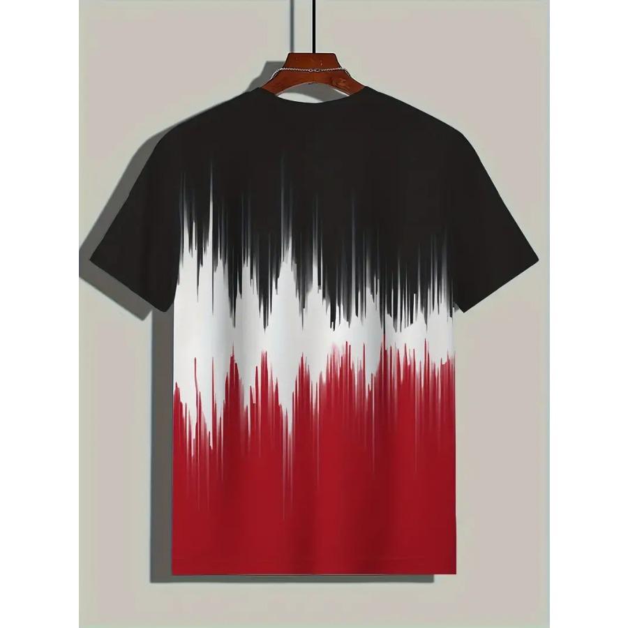 Men's Color Block T-shirt, Short Sleeve Crew Neck Tee, Men's Clothing For Summer Outdoor