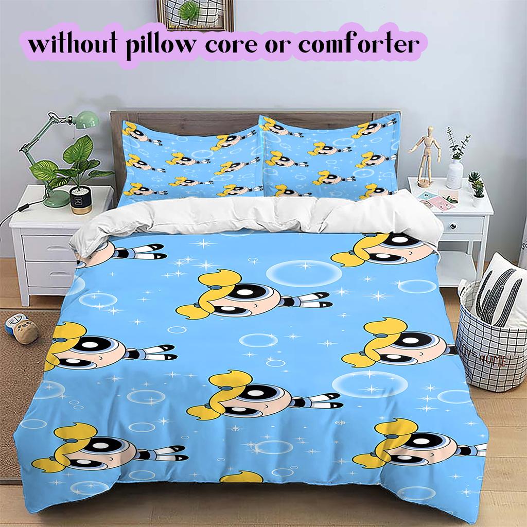 Cartoon characters Pattern Bedding Quilt Set Quilt Cover Pillowcase Home Decoration Birthday Gift (1 * duvet cover + 2 * pillowcase, without core)