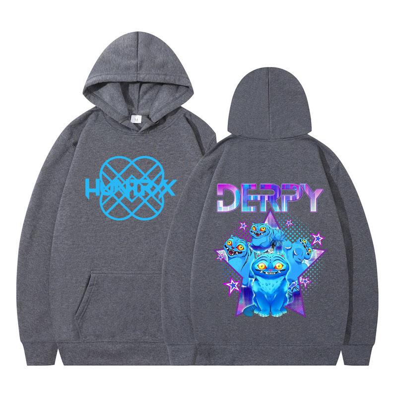 KPop Demon Hunter Derpy Cartoon Hooded Sweatshirt Men Women Korean Fashion Casual Clothing Hoodie Winter Oversized Pullover Tops