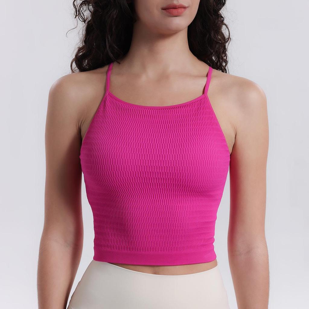 Yoga One-Piece Shockproof Camisole Sports Bra with Chest Pads & Beautiful Back Design for Women