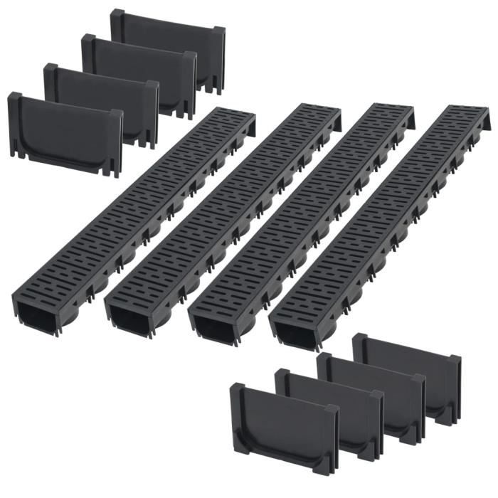 VidaXL Caniveau de drainage 4 pcs Plastique 4 m