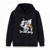 Kids Boys Girls Hoodie Cartoon Cat Mouse Print Long Sleeve Casual Pullover Hooded Sweatshirt for Children