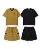 BURNING CAPONE Bc Emblem Embroidered Contrast Short Sleeve Set