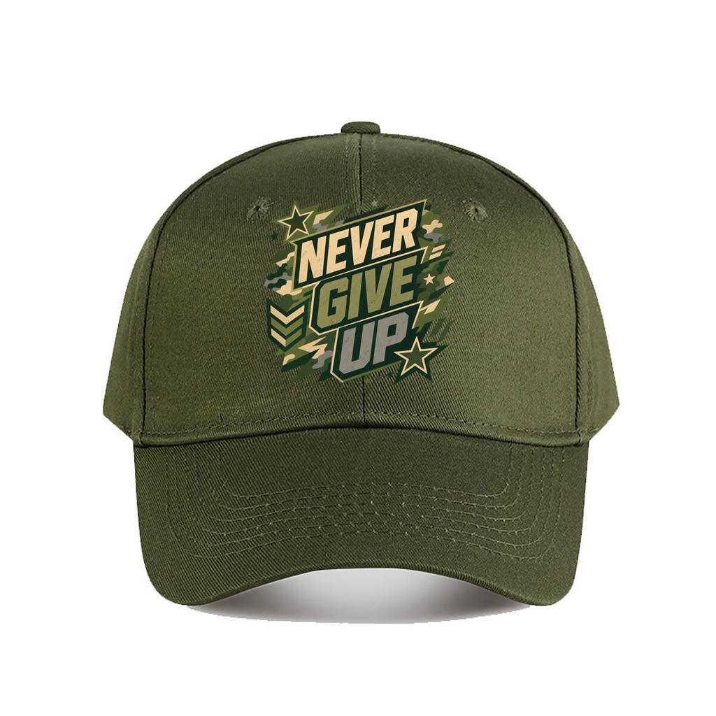 Never Give Up Military Motivation Baseball Cap Fashion Outdoor Sports Sunhat Unisex Snapback Cap Womens