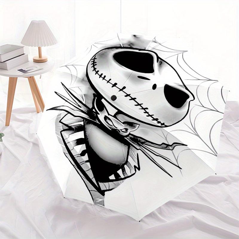 Jack Skellington,Nightmare Before Christmas Themed Automatic Opening and Closing Folding Umbrella, Reinforced 8 Ribs, Compact Travel Design,