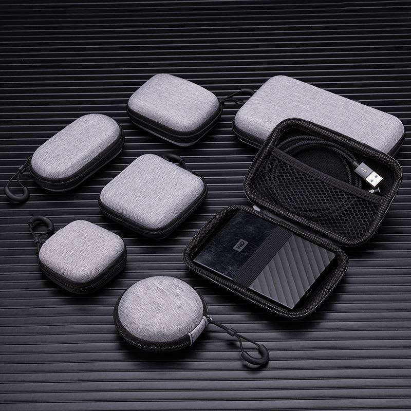 Mini Grey Digital Storage Bag Hard EVA Case Portable Electronics Organizer for USB Cable Charger U Stick Travel Accessories