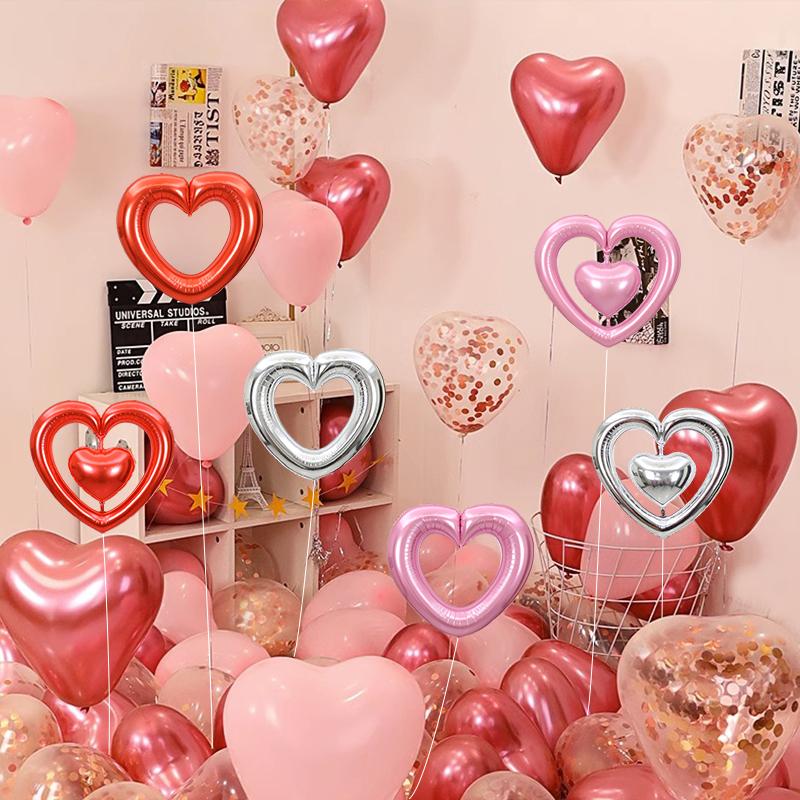 Red Love Heart Shape Foil Balloons Valentines Wedding Party Decorations Birthday Party Decor Photo Props Baby Shower Supplies
