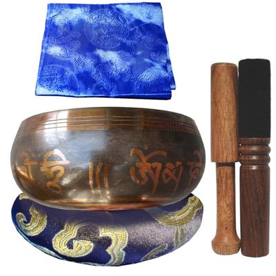 [Set of 5] Singing Bowl 11cm Wooden Stick Base Cushion Harden Hada Beginner Beginner Tibetan Musical Instrument Buddhist Equipment Healing Good
