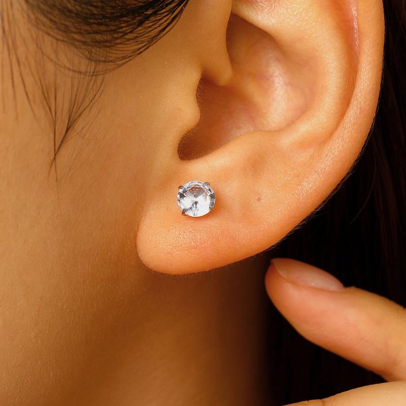 Stainless Steel Crystal Stud Earrings for Women Exquisite Colorful Zircon Ear Studs Minimalist Casual Versatile Jewelry Gift New
