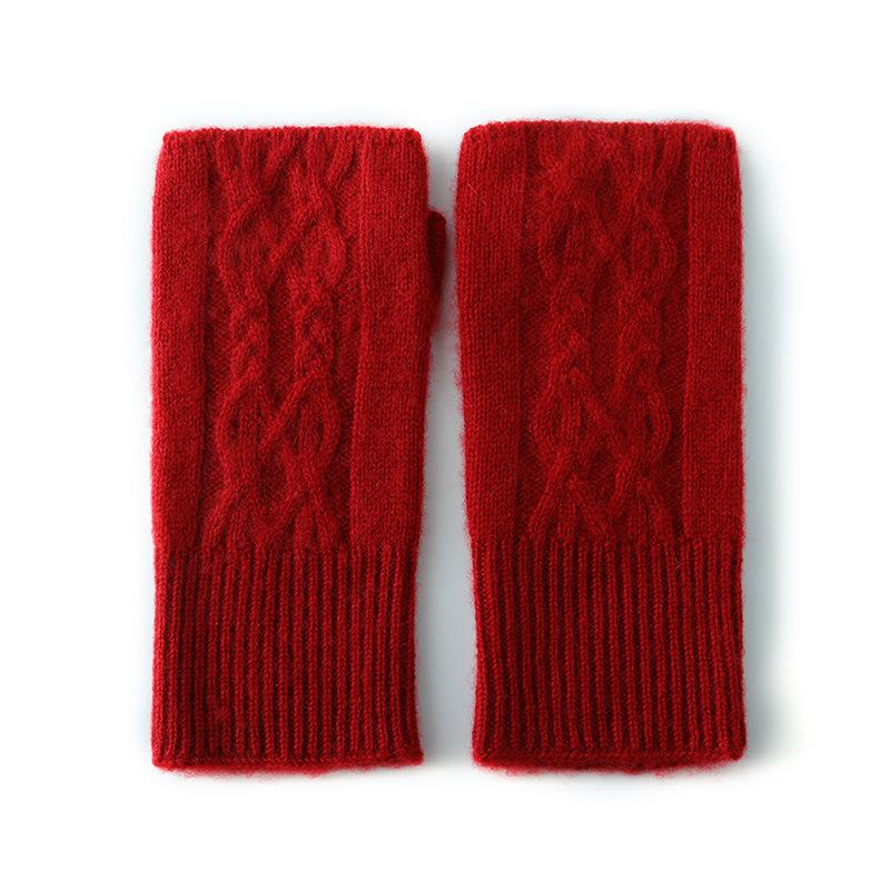 Gloves Cashmere Autumn and Winter New Style Unisex Short Half Finger Windproof and Cold Proof Open Finger Writing and Keeping Warm