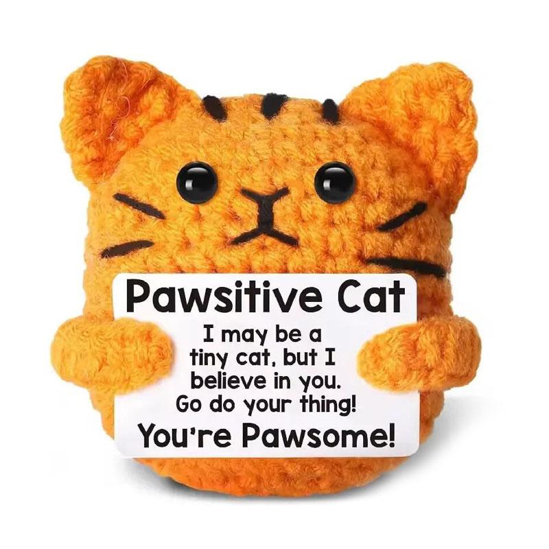 Cute Positive Crochet Animals Emotional Support Cat Finished Handwoven Animal Friends Gift 14W121WEF2W2