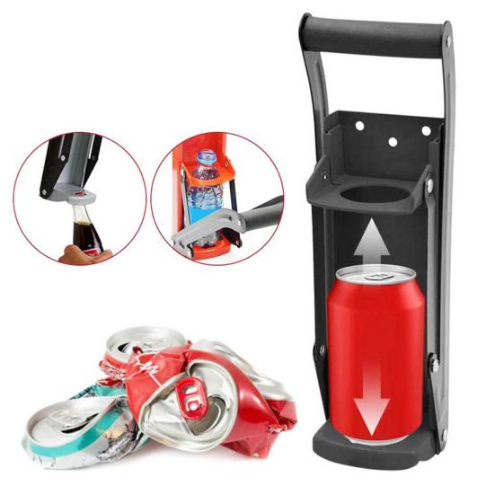 1 Set 16 Oz 500ml Can Crusher Soft Handle Wall-mounted Labor-saving Iron Beer Can Jar Plastic Bottle Presser Crushing Tool for Everyday Life