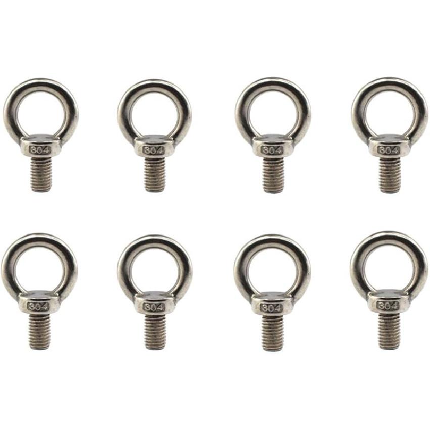 304 Stainless Steel M12 Lifting Rigging Eyebolt Ring Shaped with Lengthened Thread(40mm) Pack of 4 Pcs