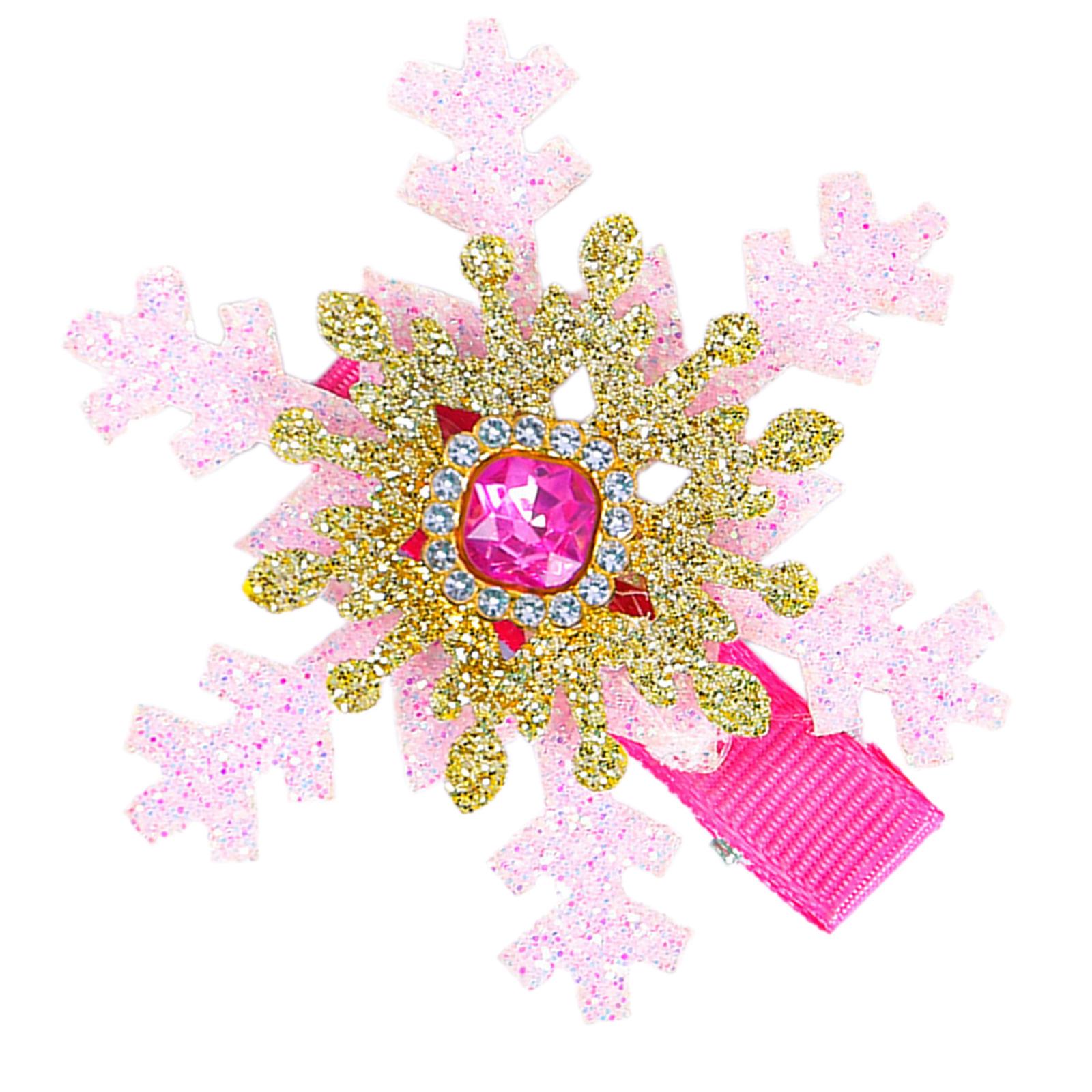 

Stylish Crystal Hairpin Snowflake Shape Balletcore Headwear Bunches Clip Elegant Glitter Hair Clip Photo Props рожевий