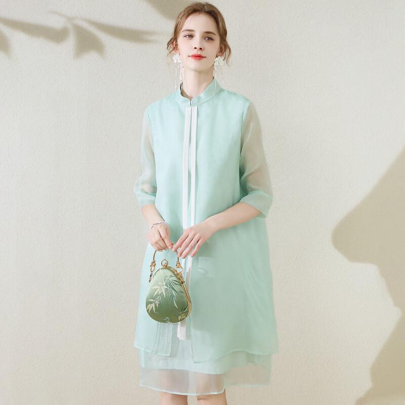 Women's Mulberry Silk Chinese Style Midi Dress