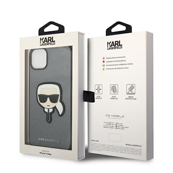Karl Lagerfeld Klhcp14Ssapkhg Iphone 14 / 15 / 13 6,1 Srebrny/Silver Hardcase Saffiano Karl`s Head Patch