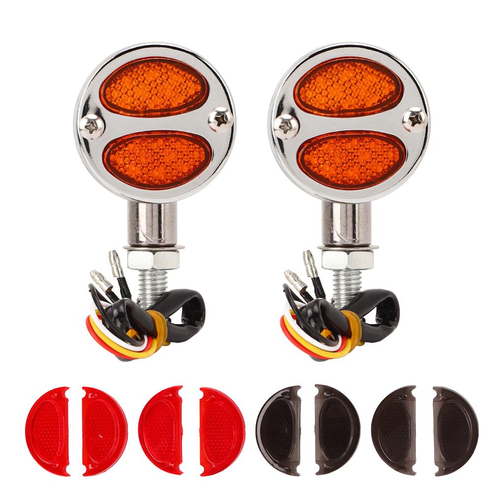 1 Pair Motorcycle LED Turn Signal Light Dual Color Indicator Blinker 12V for Motorbike