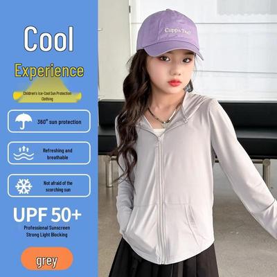 Girls' UPF 50+ Summer Ice Silk Breathable Anti-UV Sun Protection Shirt