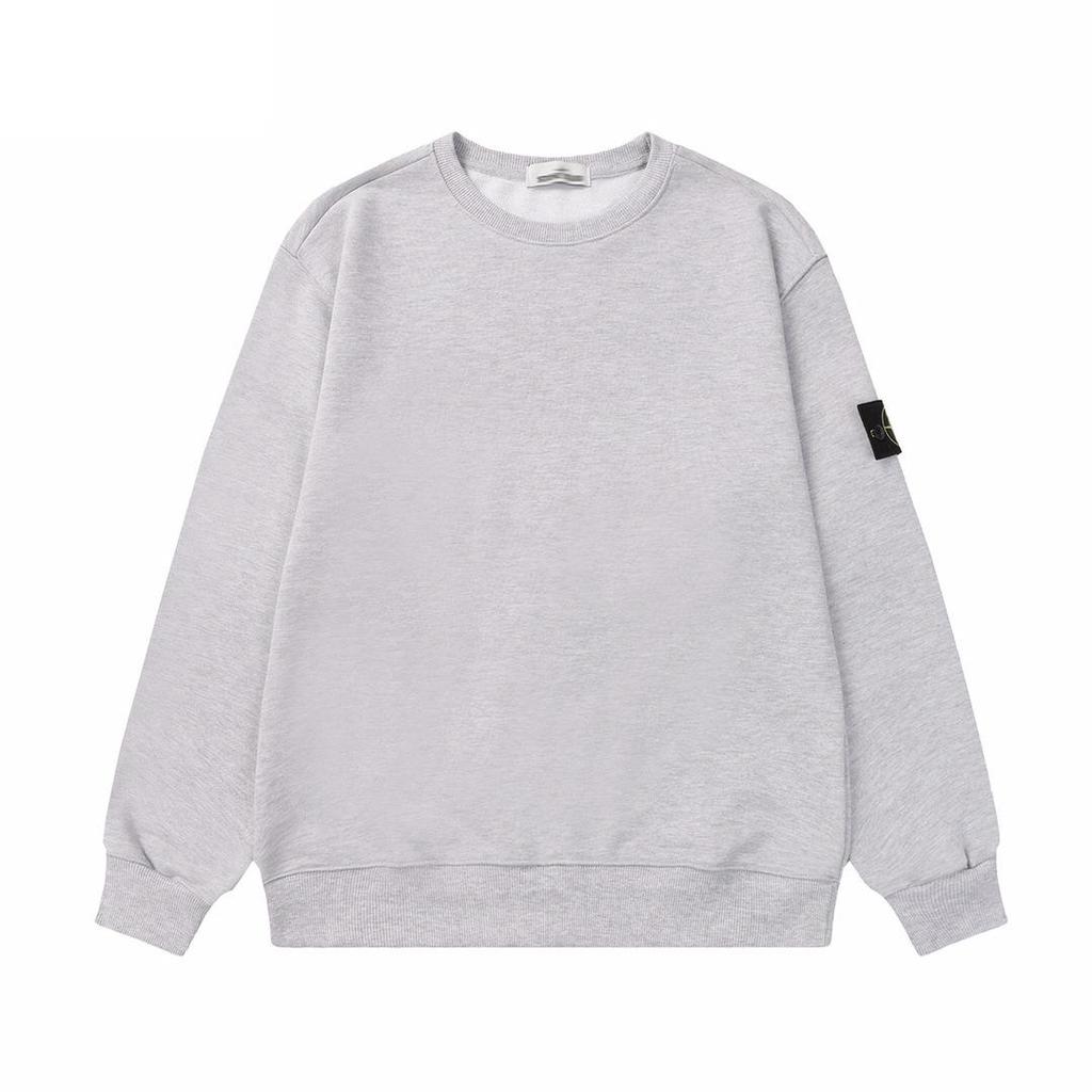 Unisex jednobarevná mikina s kulatým výstřihem, nášivkou a dlouhým rukávem