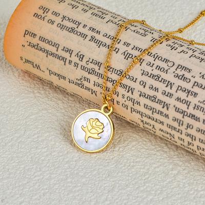 Titanium Titanium Steel White Shell Rose Round Necklace