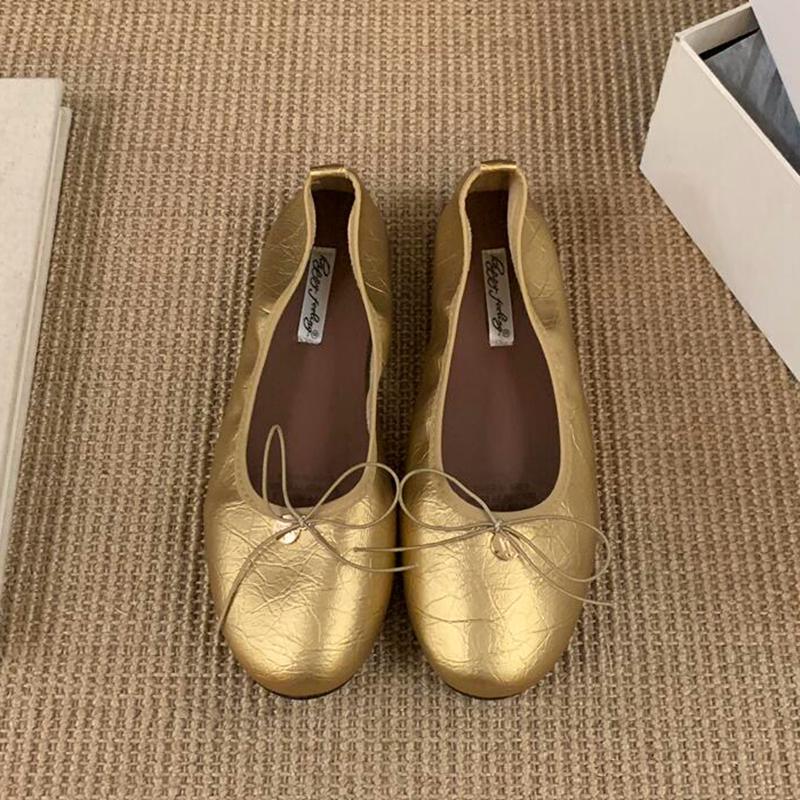 Fashion SUOJIALUN 2025 New Women Flat Shoes Fashion Round Toe Shallow Slip On Ladies Elegant Ballerina Soft Flat Heel Dress Single Shoes