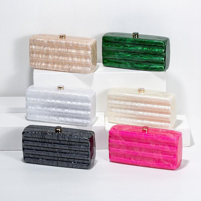 2025 New Fashion Acrylic Long Evening Clutch Bags Luxury Designer Women Wedding Party Square Handbags Shoulder Bag