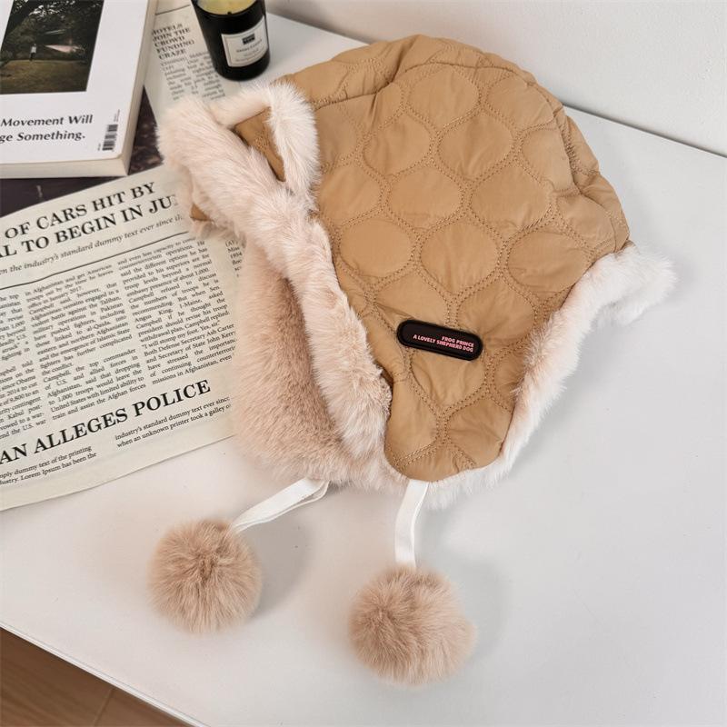 Winter Cute Double Ball Ear Protection Lei Feng Hat Thickened Warm Cycling Outdoor Mountaineering Ski Hat Couple Hat