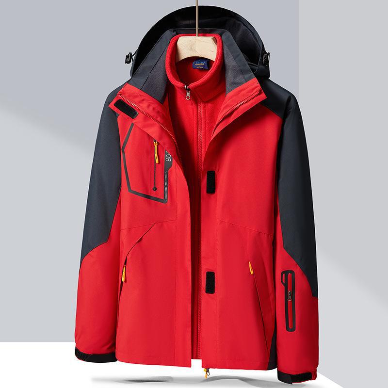 2023 Уличная ветрозащитная водонепроницаемая дышащая куртка унисекс 3 в 1 Female, 2XL красный