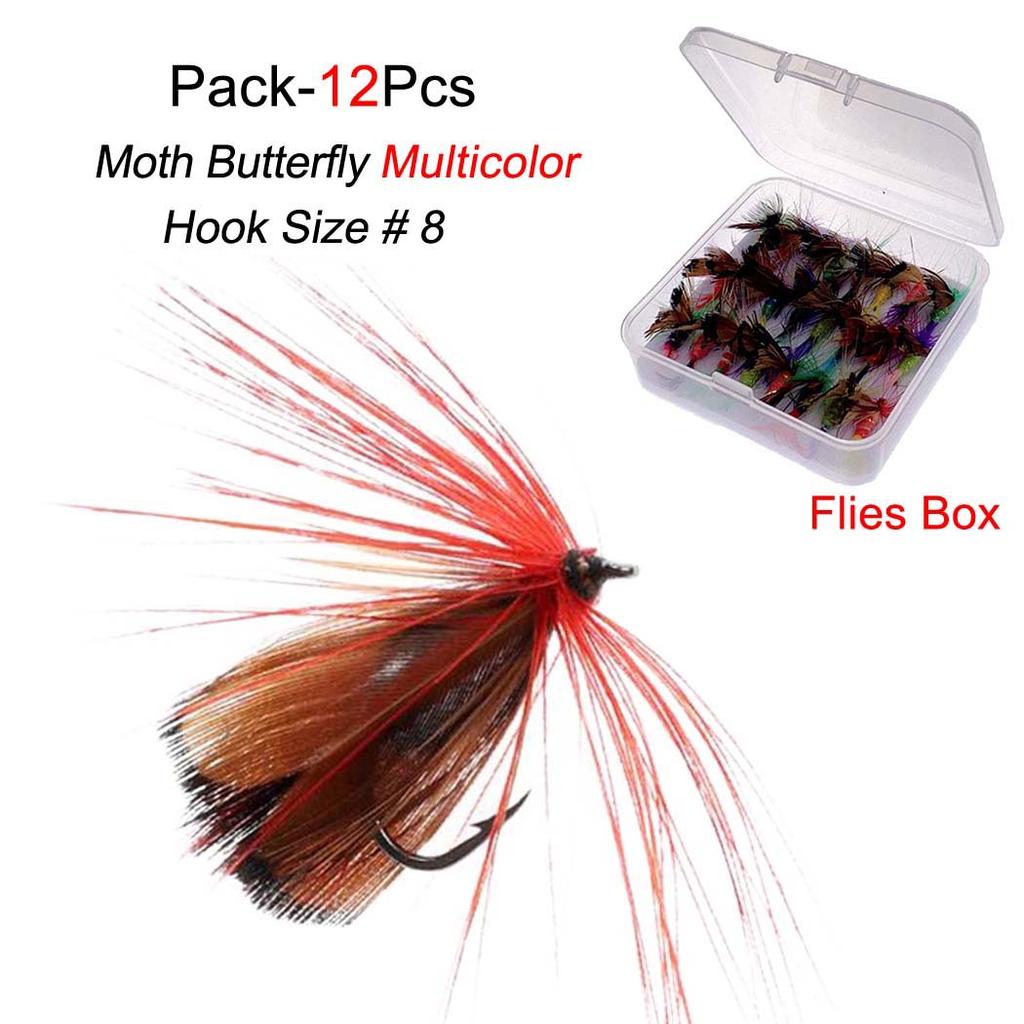 6/12/18/24 Teile/schachtel Insekten Fliegen Fliegen Angeln Köder Köder High Carbon Stahl Haken Fisch Tackle mit Kurbel Haken Perfekte Lockvogel Angeln Köder Set