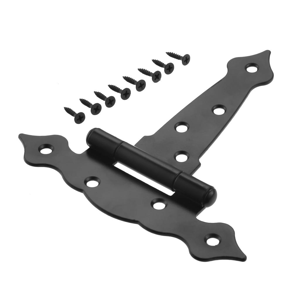 2 Pcs Heavy Duty Gate Hinges with Screws 5/6/8 inch T-Shaped Wooden Shed Barn Door Hinges for Wooden Fences Decorative Hinges