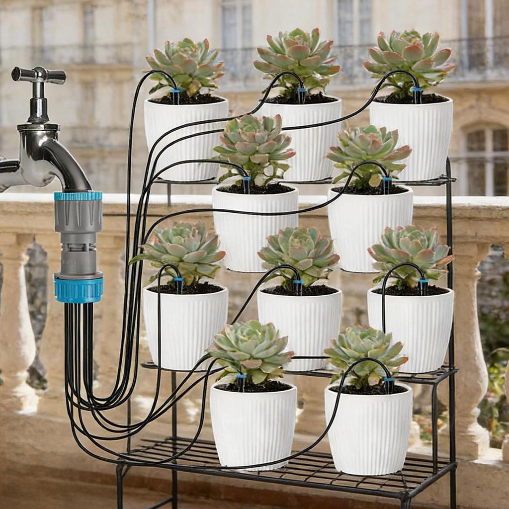 10 Head Drip Irrigation Kit Automatic Watering System Quick Connect Emitters Hose Timer for Garden Greenhouse Potted Plants